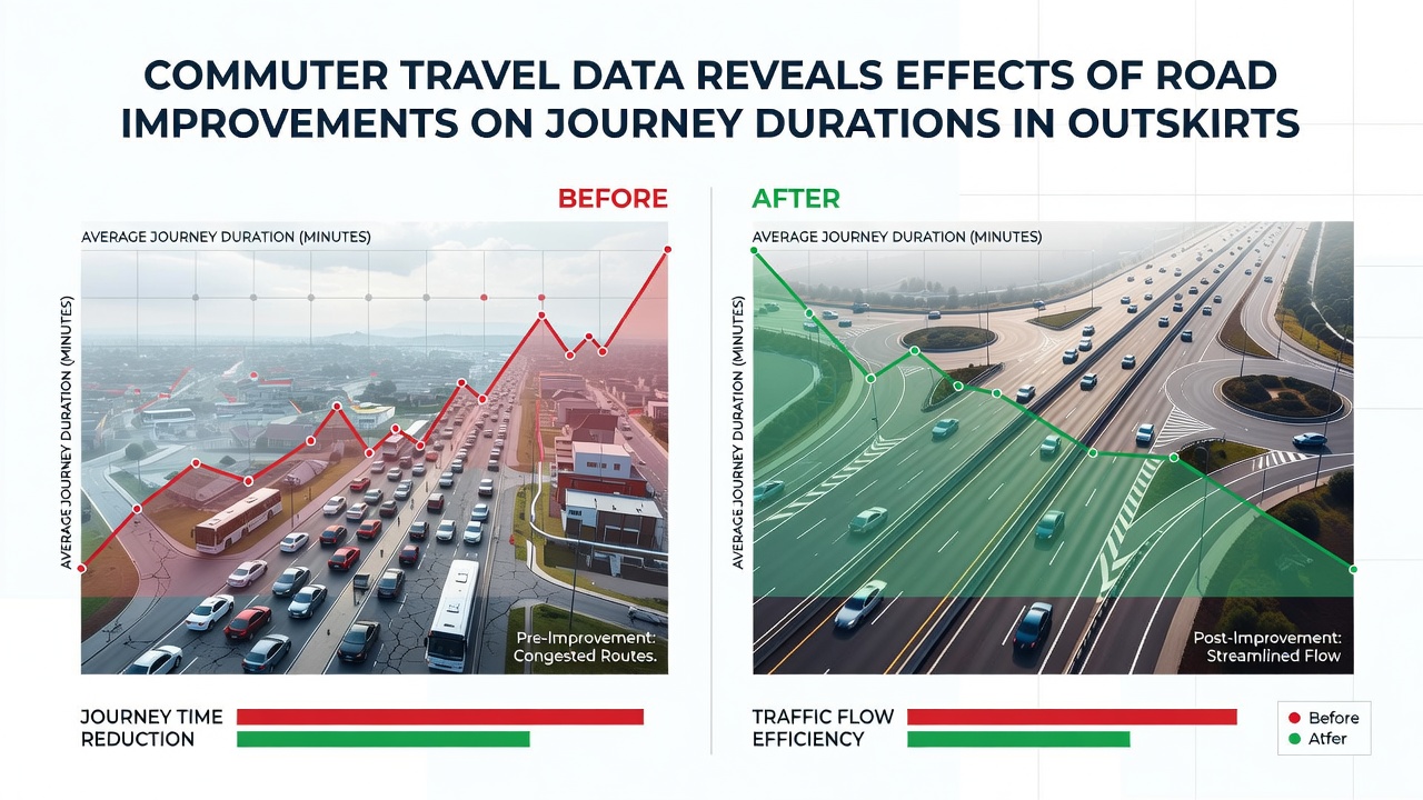 Commuter Travel Data Reveals Effects of Road Improvements on Journey Durations in Outskirts